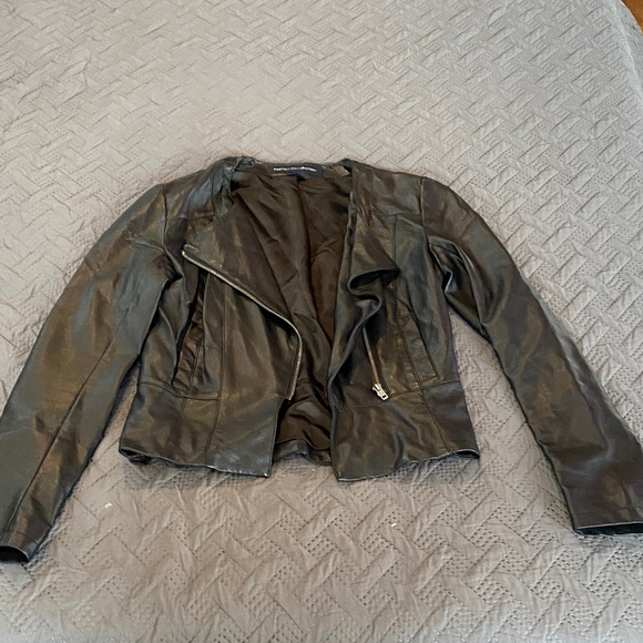 French Connection Dark Leather Jacket - Picture 1 of 7